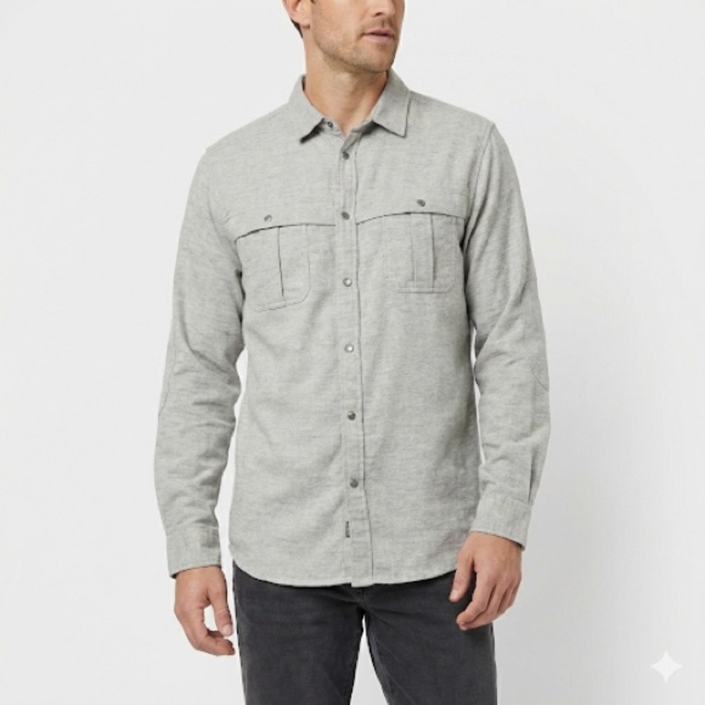 Horny Toad Men’s Wool Blend Button Down Shirt Gray XL